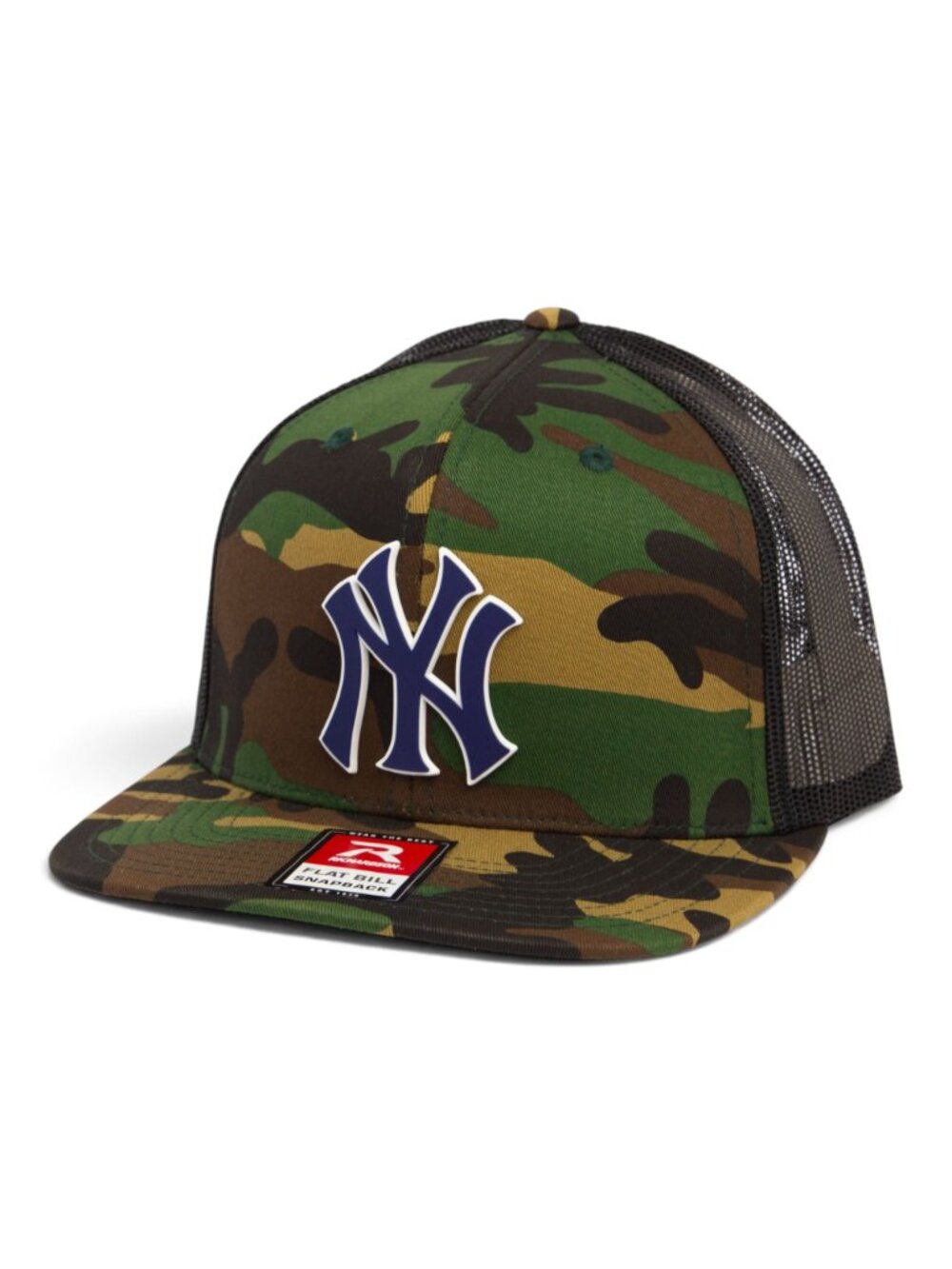 New York Yankees NY Navy 3D Wool Blend Flat Bill Hat- Army Camo/ Black